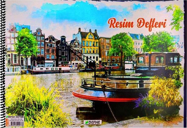 Defne 34x48 30 Yaprak Karton Kapak Spiralli Resim Defteri - Image 1