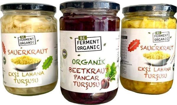 Beferment Organik Sade Ve Zerdeçallı Saurkraut Ve Beetkraut Probiyotik Turşu *3 Adet - Image 1