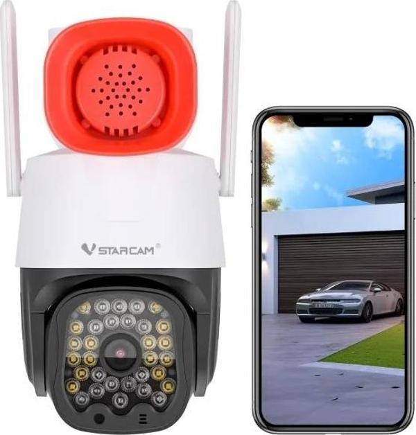 VSTARCAM 3MP Güvenlik 360° PTZ Kamera Dış Mekan Red - Image 1