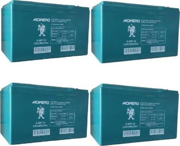 MONERO 12V-14 AMPER YATIK 4'LÜ PAKET  E-BIKE AKÜ-2025 ÜRETİM EBATLAR:150x101x99mm - Image 1