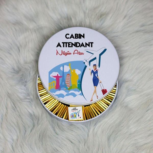 Hediyelen Cabin Attendant Metal Kutuda Çikolata 100 Adet - Image 1