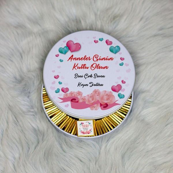 Hediyelen Anneler Günü Hediyesi Metal Kutuda Çikolata 100 Adet 013 - Image 1