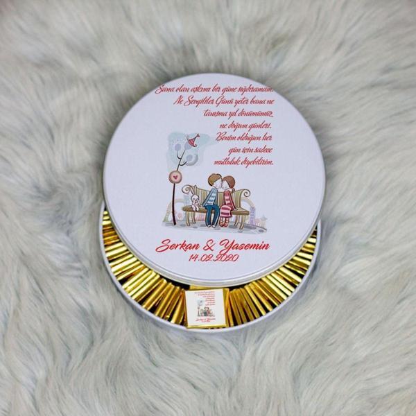 Hediyelen Sevgiliye Hediye Metal Kutuda Çikolata 100 Adet 032 - Image 1