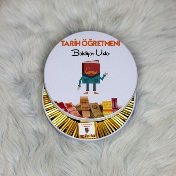 Hediyelen Tarih Öğretmeni Metal Kutuda Çikolata 100 Adet - Image 1