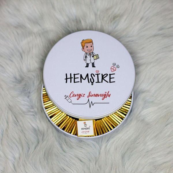 Hediyelen Hemşire Metal Kutuda Çikolata 100 Adet 006 - Image 1