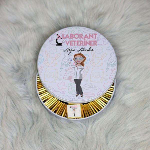 Hediyelen Laborant Veteriner Metal Kutuda Çikolata 100 Adet - Image 1