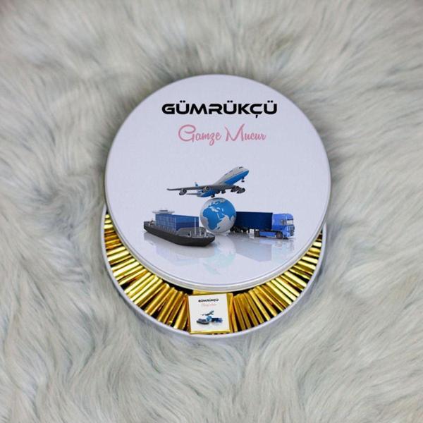 Hediyelen Gümrükçü Metal Kutuda Çikolata 100 Adet - Image 1