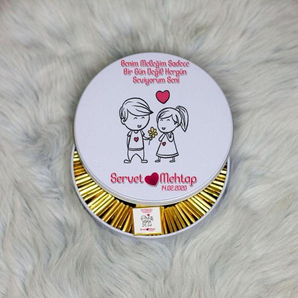 Hediyelen Sevgililer Günü Hediyesi Metal Kutuda Çikolata 100 Adet 010 - Image 1