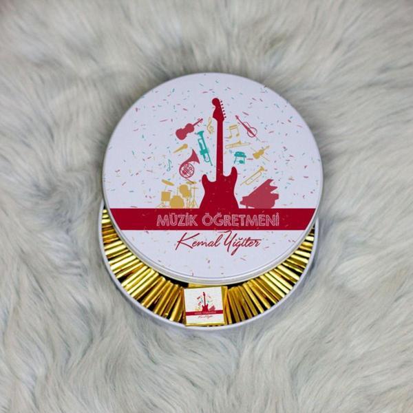 Hediyelen Müzik Öğretmeni Metal Kutuda Çikolata 100 Adet 008 - Image 1