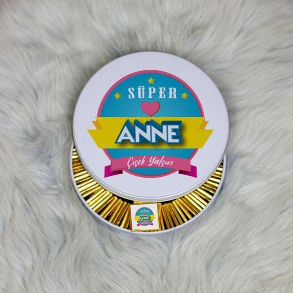 Hediyelen Süper Anne Hediye Metal Kutuda Çikolata 100 Adet - Image 1