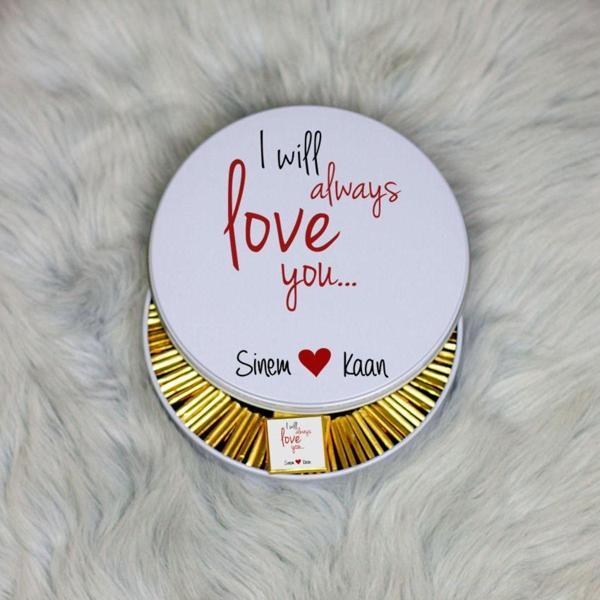 Hediyelen I Will Always Love You Metal Kutuda Çikolata 100 Adet - Image 1