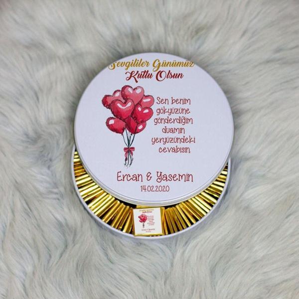 Hediyelen Sevgiliye En Güzel Hediye Metal Kutuda Çikolata 100 Adet 022 - Image 1