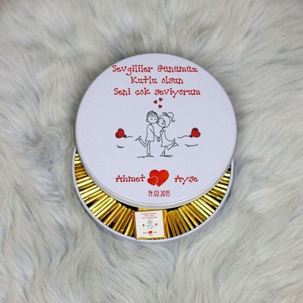 Hediyelen Sevgiliye Hediye Metal Kutuda Çikolata 100 Adet 016 - Image 1