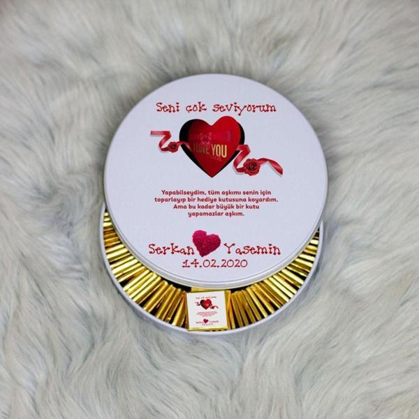 Hediyelen Sevgililer Günü Hediyesi Metal Kutuda Çikolata 100 Adet 006 - Image 1