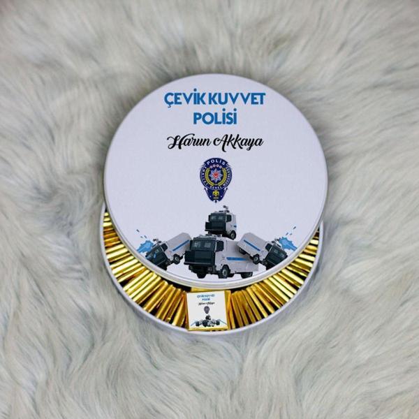 Hediyelen Çevik Kuvvet Polisi Metal Kutuda Çikolata 100 Adet 001 - Image 1