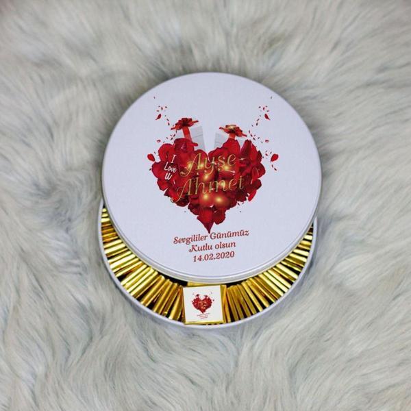 Hediyelen Sevgiliye En Güzel Hediye Metal Kutuda Çikolata 100 Adet 005 - Image 1