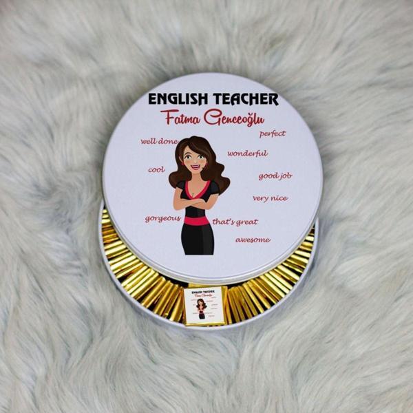Hediyelen English Teacher Metal Kutuda Çikolata 100 Adet 005 - Image 1