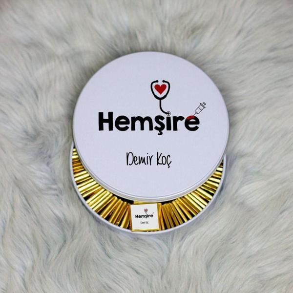 Hediyelen Hemşireye Hediye Metal Kutuda Çikolata 100 Adet - Image 1