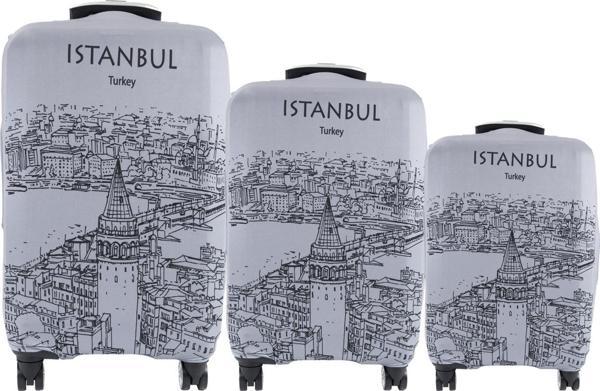 My Saraciye Valiz Kılıfı, Bavul Kılıfı Büyük, Orta, Kabin Boy Kılıf Seti, My Galata Karakalem 80 - Image 1