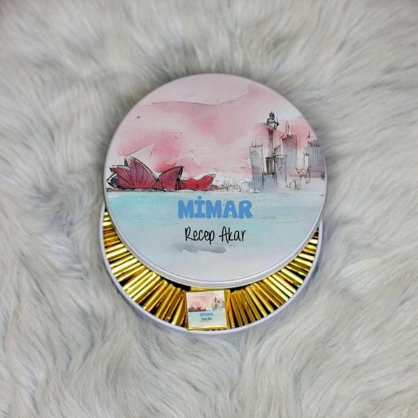 Hediyelen Mimar Metal Kutuda Çikolata 100 Adet 004 - Image 1