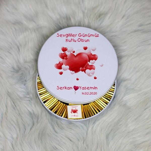 Hediyelen Sevgiliye En Güzel Hediye Metal Kutuda Çikolata 100 Adet 008 - Image 1