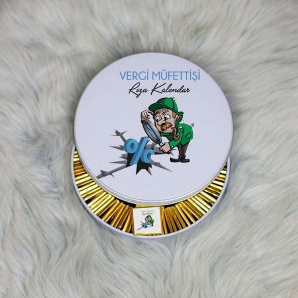 Hediyelen Vergi Müfettişi Metal Kutuda Çikolata 100 Adet - Image 1