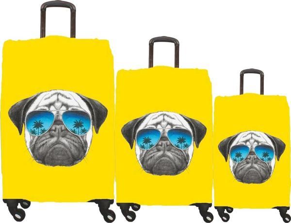 My Saraciye Valiz Kılıfı, Bavul Kılıfı Büyük, Orta, Kabin Boy Kılıf Seti, Pug Köpek 28 - Image 1