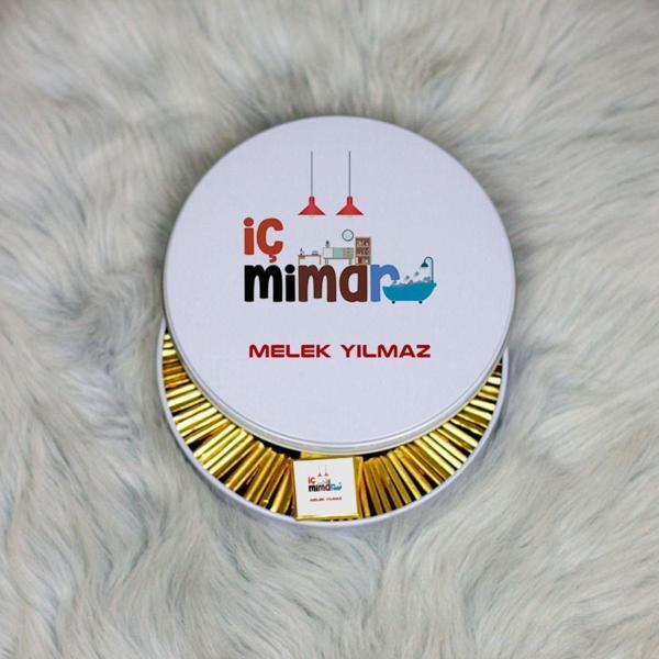 Hediyelen İç Mimar Metal Kutuda Çikolata 100 Adet - Image 1