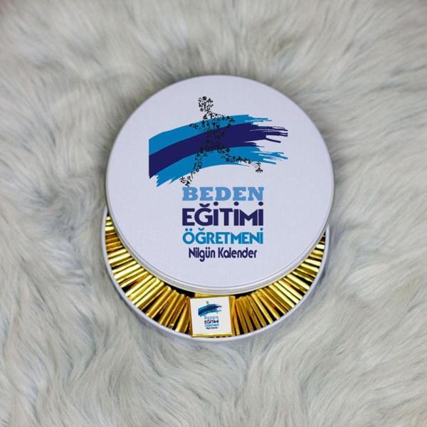 Hediyelen Beden Eğitimi Öğretmeni Metal Kutuda Çikolata 100 Adet 002 - Image 1
