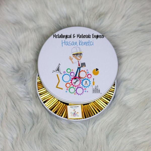 Hediyelen Metalurji Ve Malzeme Mühendisi Metal Kutuda Çikolata 100 Adet 001 - Image 1