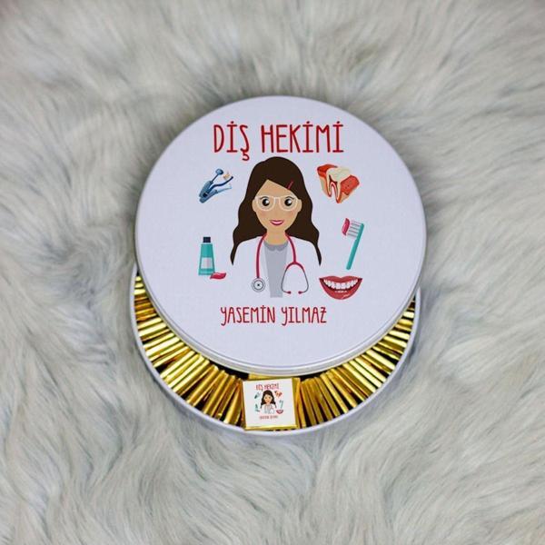 Hediyelen Diş Hekimine Hediye Metal Kutuda Çikolata 100 Adet 001 - Image 1