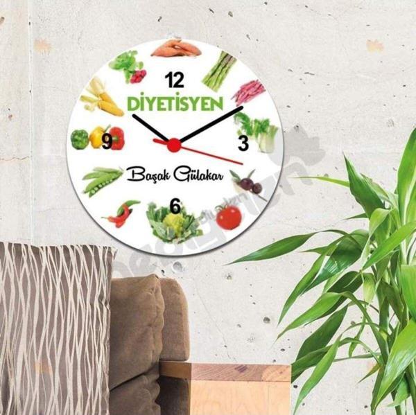Hediyelen Diyetisyen Bitki Tasarım Duvar Saati - Image 1