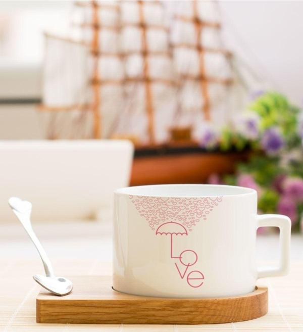 Hediyelen Love Şemsiye Tasarımlı Çay Kahve Fincanı - Image 1