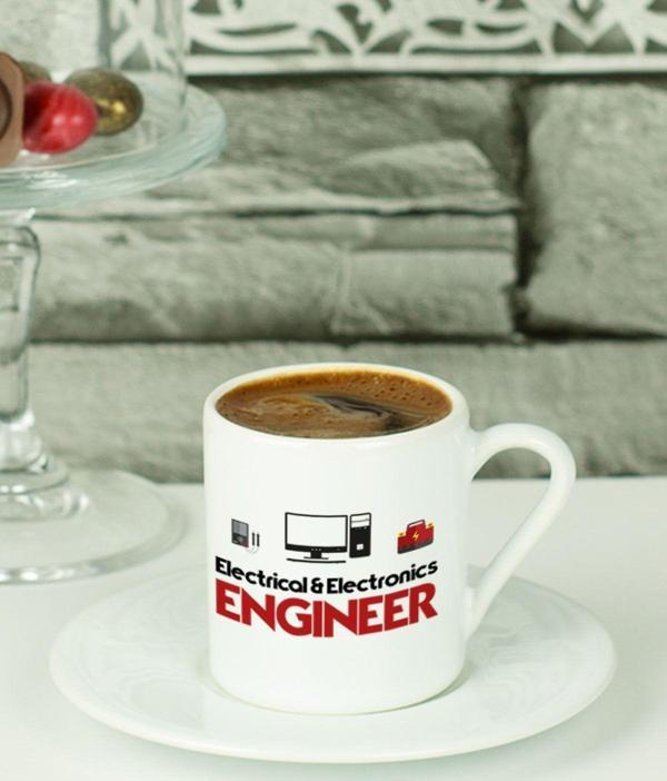Hediyelen Electrical And Electronics Engineer Türk Kahvesi Fincanı Beyaz - Image 1