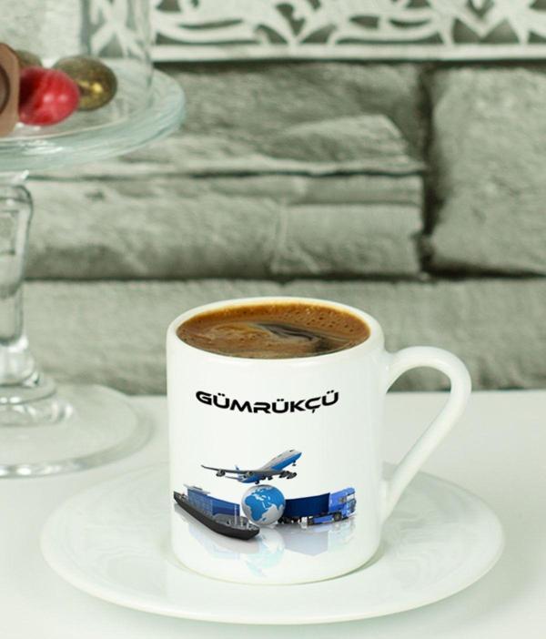 Hediyelen Gümrükçü Türk Kahvesi Fincanı Beyaz - Image 1