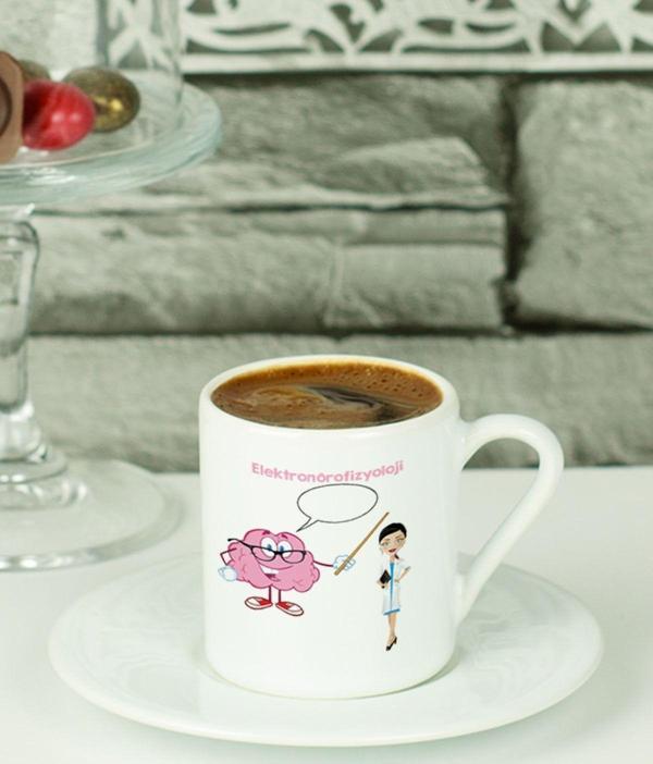 Hediyelen Elektronörofizyoloji Türk Kahvesi Fincanı Beyaz - Image 1