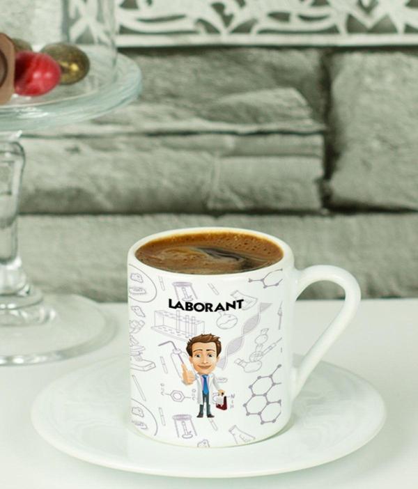 Hediyelen Laborant Türk Kahvesi Fincanı Beyaz - Image 1
