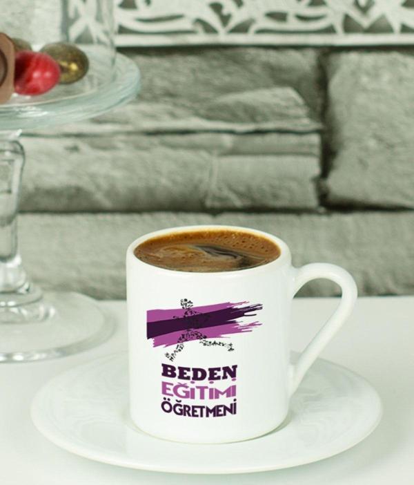 Hediyelen Beden Eğitimi Öğretmeni Türk Kahvesi Fincanı Beyaz - Image 1