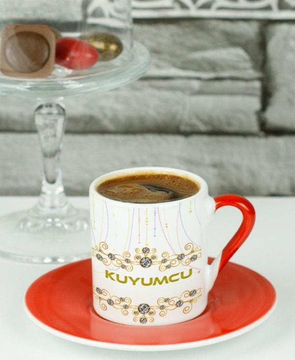 Hediyelen Kuyumcu Türk Kahvesi Fincanı Kırmızı - Image 1