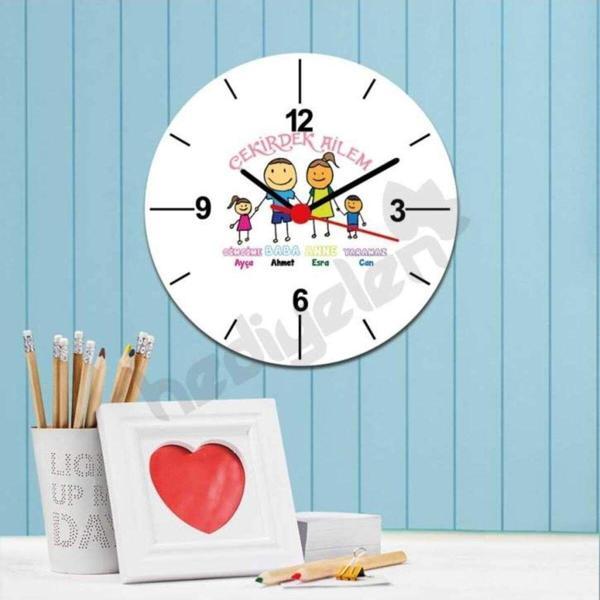 Hediyelen Çekirdek Ailem Duvar Saati - Image 1