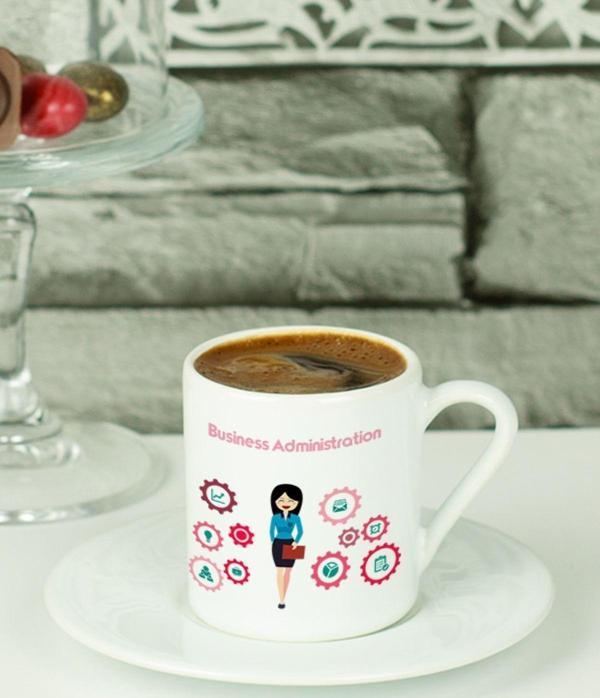 Hediyelen Business Administraiton Türk Kahvesi Fincanı Beyaz - Image 1