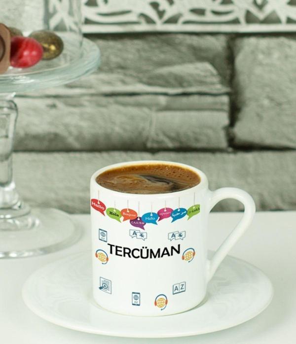 Hediyelen Tercüman Türk Kahvesi Fincanı Beyaz - Image 1