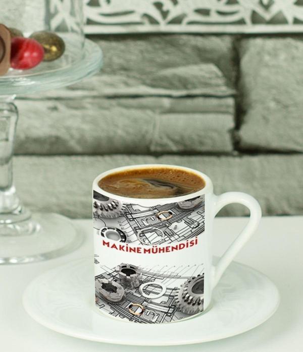 Hediyelen Makine Mühendisi Türk Kahvesi Fincanı Beyaz - Image 1