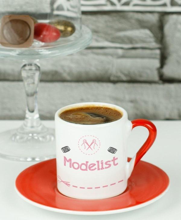 Hediyelen Modelist Türk Kahvesi Fincanı Kırmızı - Image 1