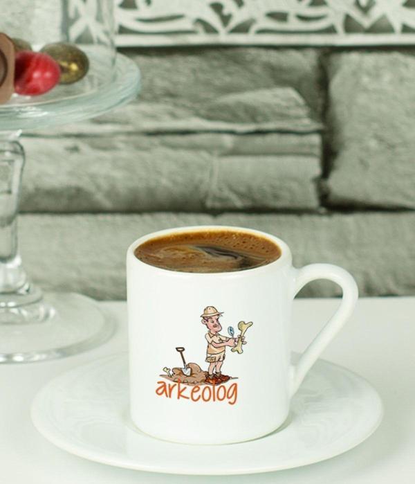 Hediyelen Arkeolog Türk Kahvesi Fincanı Beyaz - Image 1