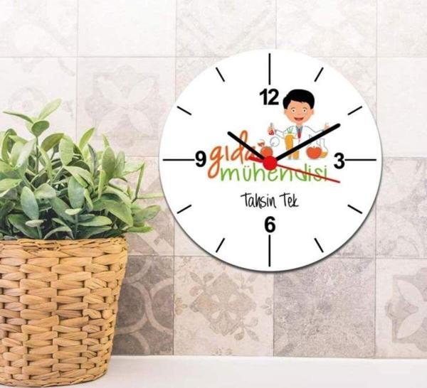 Hediyelen Gıda Mühendisi Erkek Figür Duvar Saati - Image 1