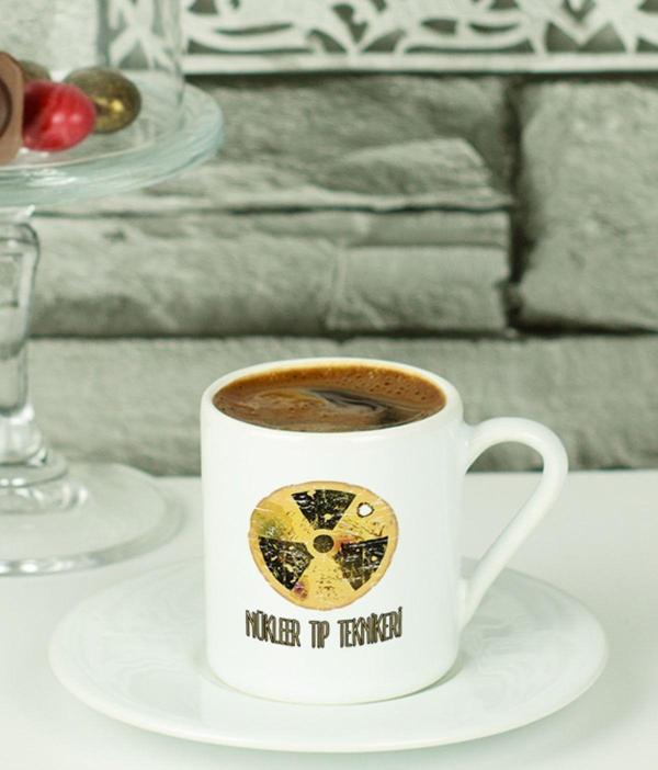 Hediyelen Nükleer Tıp Teknikeri Türk Kahvesi Fincanı Beyaz - Image 1
