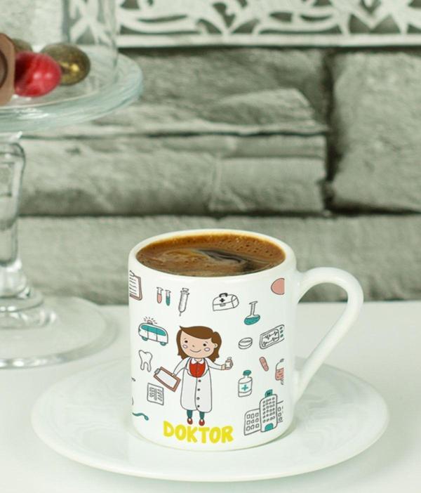 Hediyelen Doktor Türk Kahvesi Fincanı Beyaz - Image 1