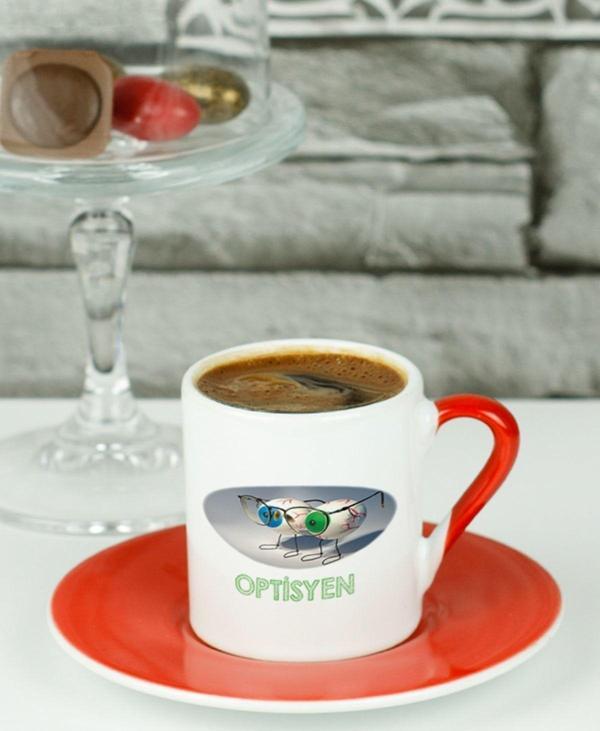 Hediyelen Optisyen Türk Kahvesi Fincanı Kırmızı - Image 1