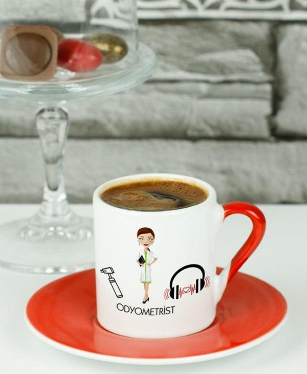 Hediyelen Odyometrist Türk Kahvesi Fincanı Kırmızı - Image 1